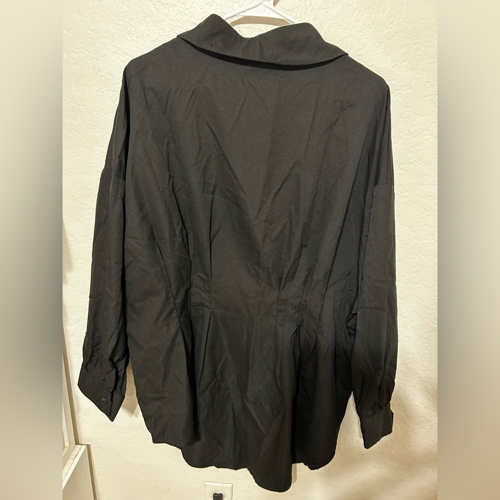 🛼SHEIN Black Collared Shirt button down long sleeve size 4XL GUC.. - Picture 4 of 7